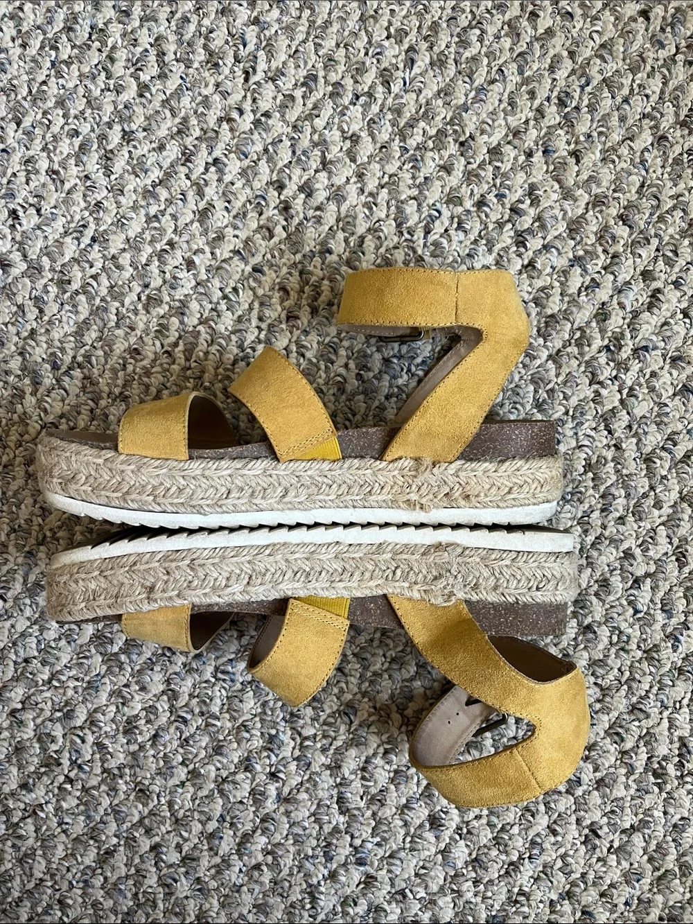 Universal Thread Mustard Espadrille Platform Sandals with Ankle Strap